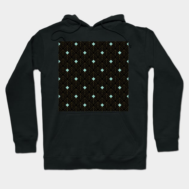 Art Deco Gold, Black and Blue Pattern Hoodie by DavidASmith